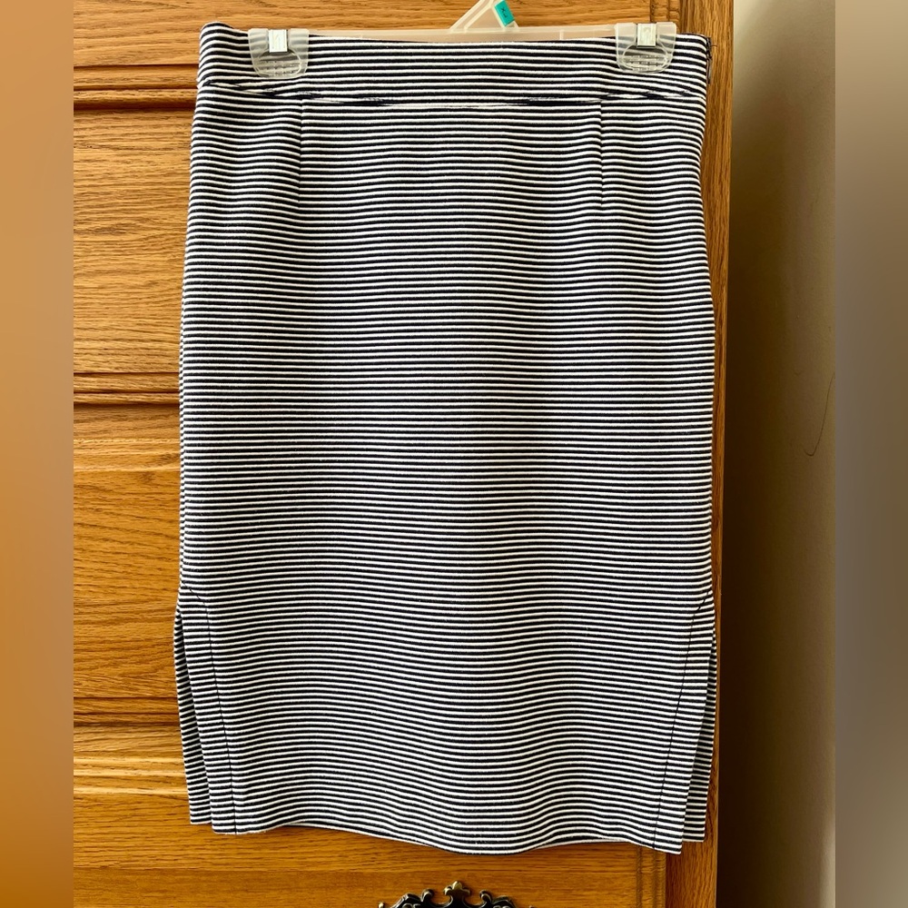 Banana Republic Navy and White Striped Pencil Skirt